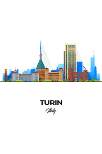 Turin Italy City Skyline Print