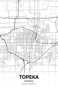 Topeka Kansas City Map Print