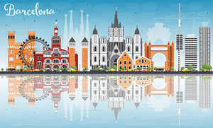 Barcelona Spain City Skyline Print