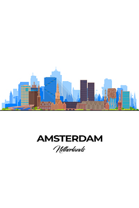 Amsterdam Netherlands City Skyline Print