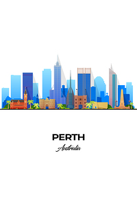 Perth Australia City Skyline Print