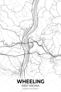 Wheeling West Virginia City Map Print