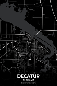 Decatur Alabama City Map Print