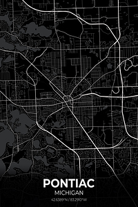 Pontiac Michigan City Map Print