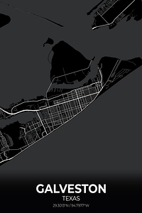 Galveston Texas City Map Print