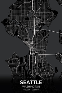Seattle Washington City Map Print
