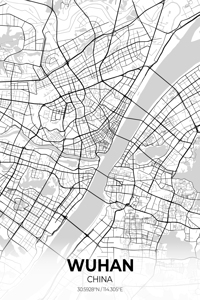 Wuhan China City Map Print