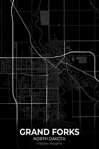 Grand Forks North Dakota City Map Print
