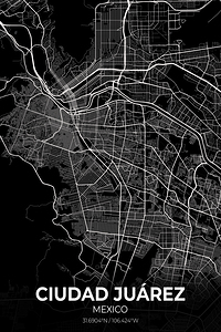 Ciudad Juarez Mexico City Map Print