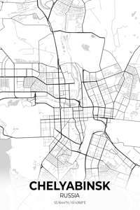 Chelyabinsk Russia City Map Print
