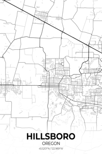 Hillsboro Oregon City Map Print