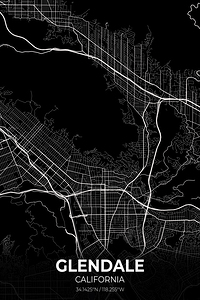 Glendale California City Map Print