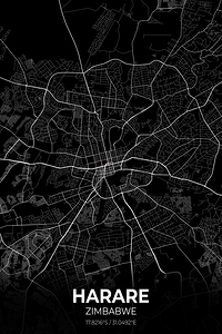 Harare Zimbabwe City Map Print