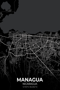 Managua Nicaragua City Map Print