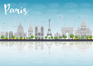 Paris France City Skyline Print