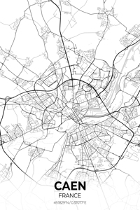 Caen France City Map Print