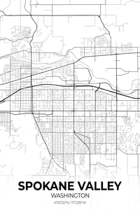 Spokane Valley Washington City Map Print
