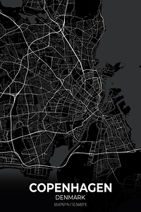 Copenhagen Denmark City Map Print
