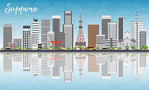 Sapporo Japan City Skyline Print