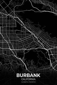 Burbank California City Map Print