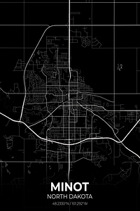 Minot North Dakota City Map Print