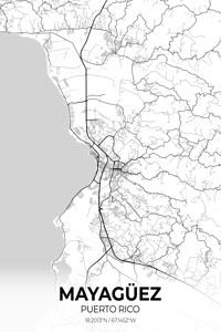 Mayaguez Puerto Rico City Map Print