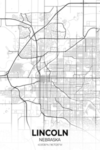 Lincoln Nebraska City Map Print