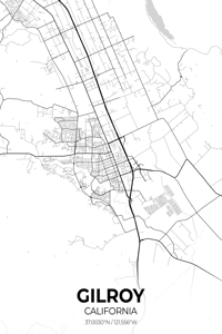Gilroy California City Map Print