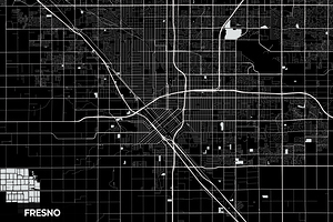 Fresno California City Map Print