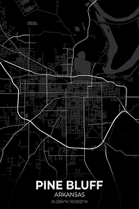 Pine Bluff Arkansas City Map Print