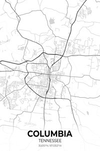 Columbus Tennessee City Map Print