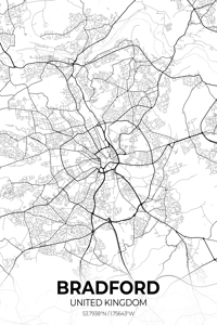 Bradford United Kingdom City Map Print