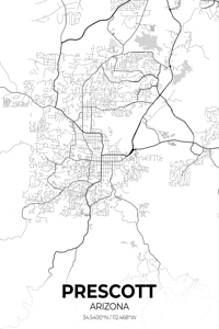 Prescott Arizona City Map Print