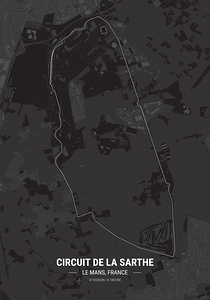 Circuit de la Sarthe Race Track Map Print