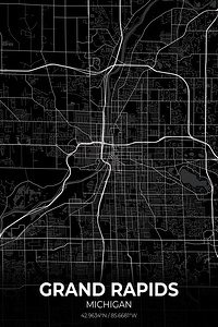 Grand Rapids Michigan City Map Print