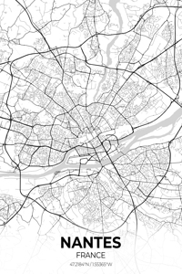 Nantes France City Map Print