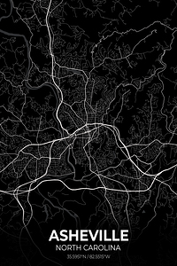 Asheville North Carolina City Map Print