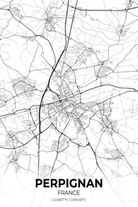 Perpignan France City Map Print