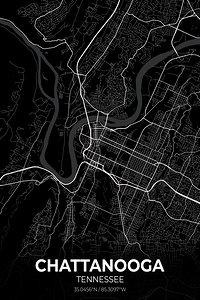 Chattanooga Tennessee City Map Print