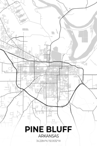Pine Bluff Arkansas City Map Print