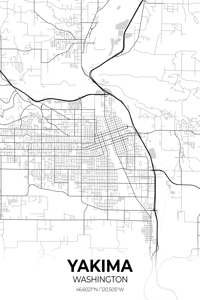 Yakima Washington City Map Print