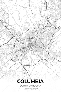 Columbia South Carolina City Map Print