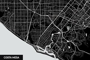 Costa Mesa California City Map Print