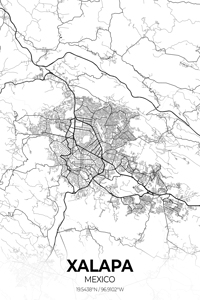 Xalapa Mexico City Map Print