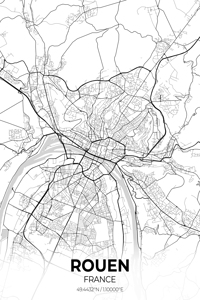 Rouen France City Map Print