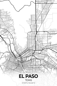 El Paso Texas City Map Print