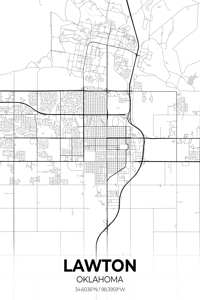 Lawton Oklahoma City Map Print