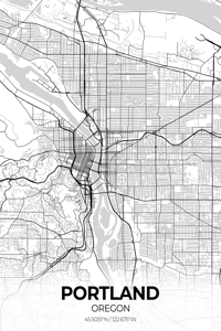 Portland Oregon City Map Print