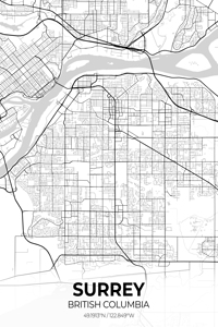 Surrey British Columbia City Map Print