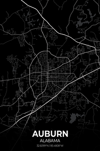 Auburn Alabama City Map Print
